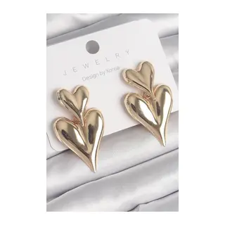 Pirinç Gold Renk Sallantı Kalp Model Kadın Küpe