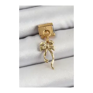 316L Çelik Sallantılı Uzun Fiyonk Model Gold Renk Nomination Charm