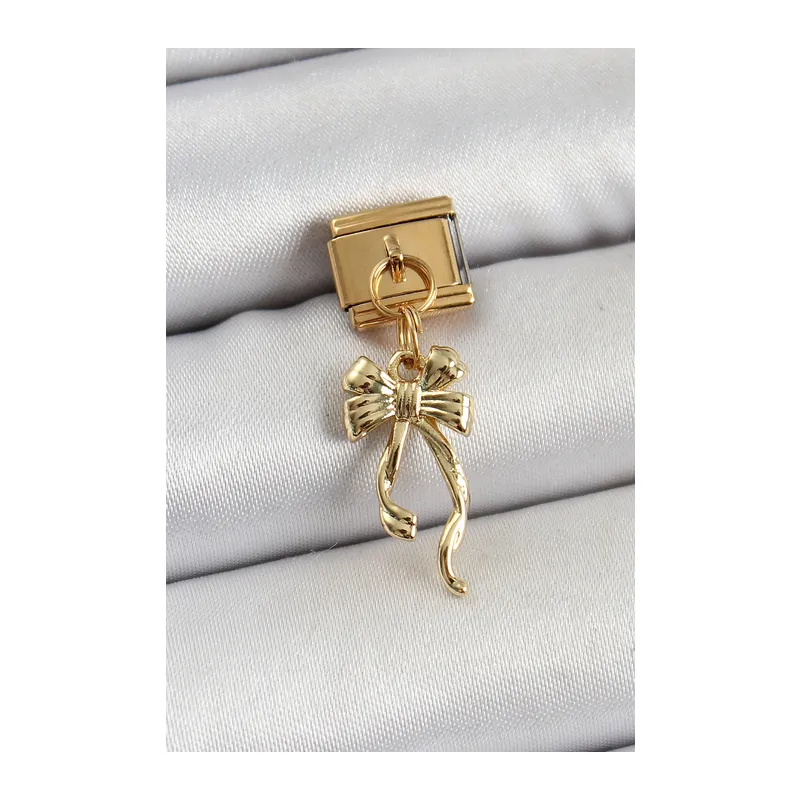 316L Çelik Sallantılı Uzun Fiyonk Model Gold Renk Nomination Charm