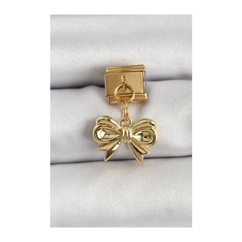 316L Çelik Sallantılı Fiyonk Model Gold Renk Nomination Charm