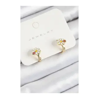 Pirinç Papatya Model Gold Renk Çocuk Küpe