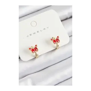 Pirinç Kelebek Model Gold Renk Çocuk Küpe