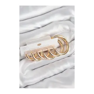 Pirinç Halka Model Gold Renk Kadın Set Küpe