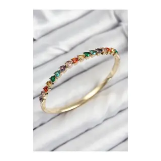 Pirinç Renkli Zirkon Taşlı Kalp Model Gold Renk Kadın Kelepçe