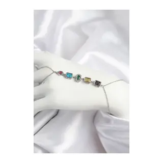 Pirinç Renkli Zirkon Taşlı Model Gümüş Renk Şahmeran