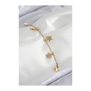 316L Çelik Sıralı Yıldız Model Gold Renk Kadın Bileklik