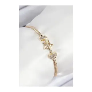 Pirinç Zirkon Taşlı Yıldız Model Gold Renk Kadın Bileklik