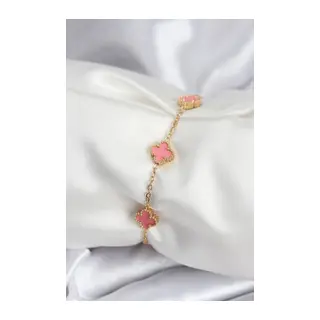 316L Çelik Gold Renk Pembe Baby Boy Yonca Kadın Bileklik