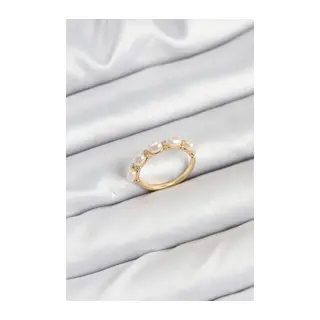 Pirinç Gold Renk Sıralı İncili Kadın Yüzük