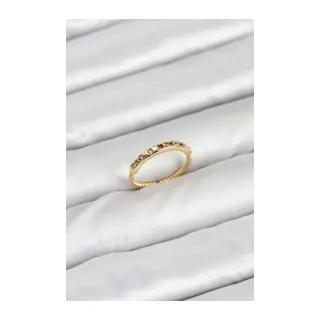 Pirinç Gold Renk Renkli Zirkon Taşlı Kadın Yüzük