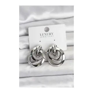 Gümüş Renk Halka Model Pirinç Kadın Küpe