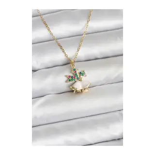 316L Çelik Zincir Gold Renk Chirtsmas Bell Model Yılbaşı Temalı Kadın Kolye