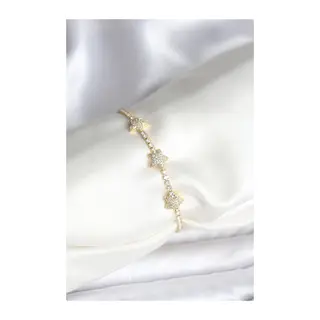 Yıldız Model Zirkon Taşlı Gold Renk Pirinç Su Yolu Kadın Bileklik