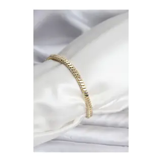 14K Gold Renk Kaplama Kare Zincir Model CM Kadın Bileklik
