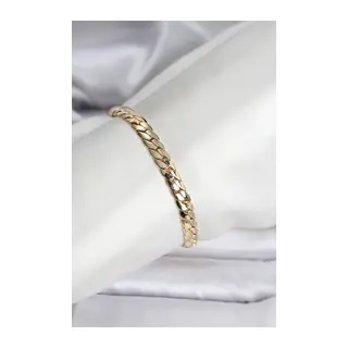 14K Gold Renk Kaplama Ezme Zincir Model Kadın Bileklik