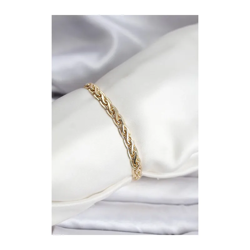 14K Gold Renk Kaplama Lazer Zincir Model CM Kadın Bileklik
