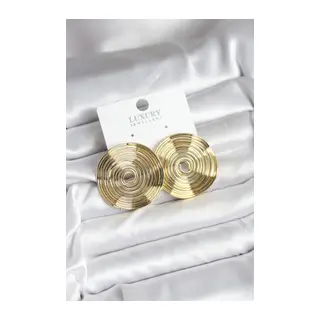 Pirinç Gold Renk Circle Model Kadın Küpe