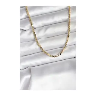 14K Gold Renk Kaplama Ezme Yılan Zincir Model CM Kadın Kolye