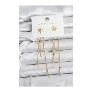 Çiçek Model Gold Pirinç Sallantılı Kadın Küpe