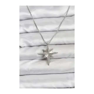 316L Çelik Zincir Gümüş Renk Kutup Yıldızı Model 60 cm Zincir Kadın Kolye