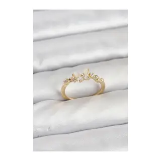 Kelebek Model Gold Renk Pirinç Kadın Yüzük
