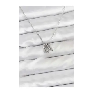 Pirinç Gümüş Renk Minimal Charmlı Kadın Kolye
