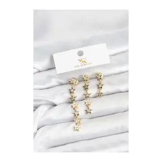 Pirinç Gold Renk Yıldız Model YSX Trio Küpe Seti