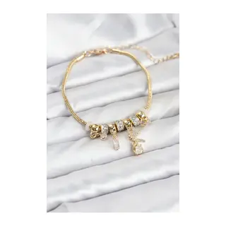 Pirinç Gold Renk Tinkerbell Charmlı Kadın Bileklik