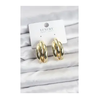 Gold Renk Pirinç Yarım Halka Model Kadın Küpe