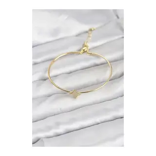 Gold Renk Pirinç Köşeli Yonca Model Kadın Bileklik