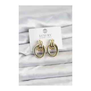 Gold Renk Pirinç Vintage Kadın Küpe