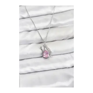 316L Çelik Zincir Gümüş Renk Pembe Kuğu Model Zirkon Taşlı Kadın Kolye