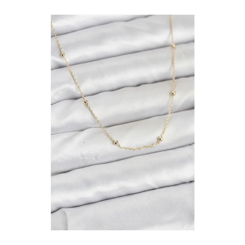 CM 14K Gold Renk Minik Top Zincirli Kadın Kolye