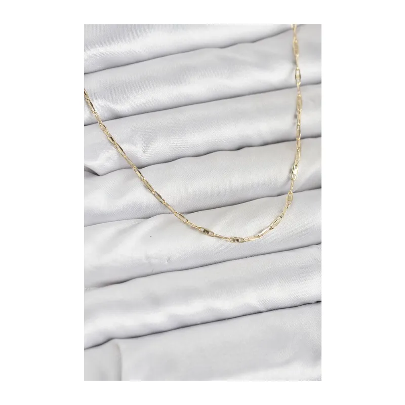 CM 14K Gold Renk Pirinç Ataç Zincir 60 cm Kadın Kolye