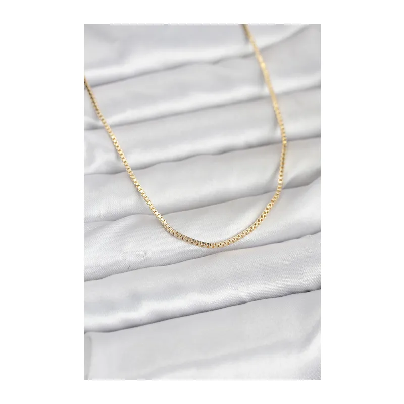 CM 14K Gold Renk Kare Zincirli Model 60 cm Kadın Kolye