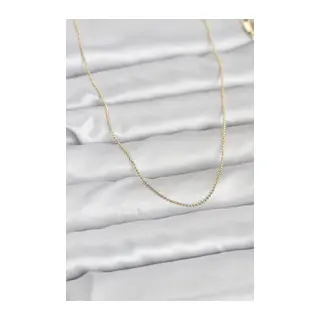 CM 14K Gold Renk İnce Top Zincirli 60 cm Kadın Kolye
