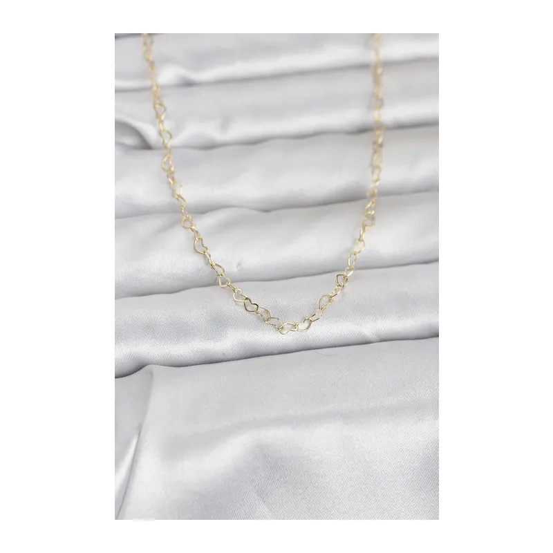 CM 14K Gold Renk Kalp Zincirli 60 cm Kadın Kolye