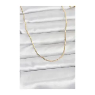 CM 14K Gold Renk İnce Kare Zincirli Model 60 cm Kadın Kolye