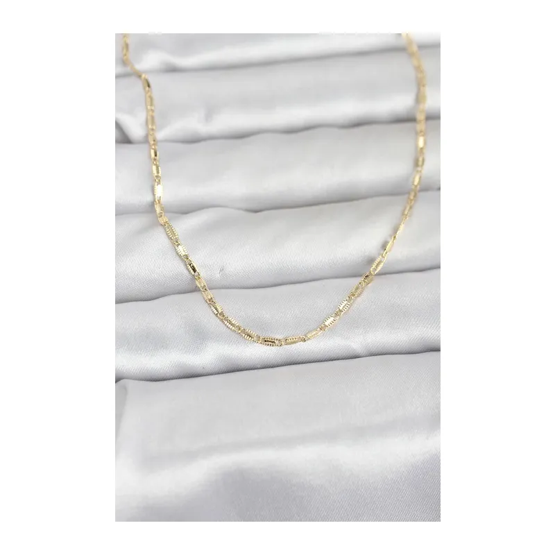 CM 14K Gold Renk Lazerli Zincir Model 60 cm Kadın Kolye