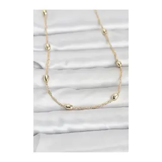 CM 14K Gold Renk Topçuklu Burgu Zincir Model 60 cm Kadın Kolye
