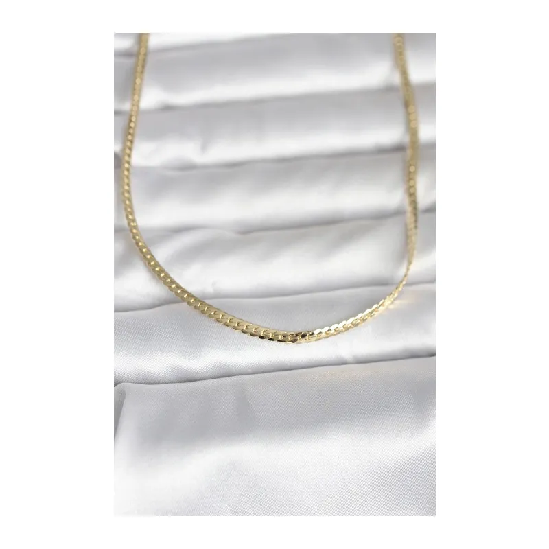 CM 14K Gold Renk Yassı Zincir Model 45 cm Kadın Kolye