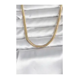 CM 14K Gold Renk Yassı Yılan Zincir Model 45 cm Kadın Kolye