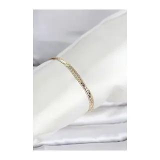 CM 14K Gold Renk Lazerli Yassı Zincir Model Kadın Bileklik