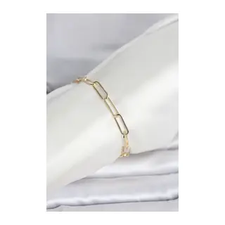 CM 14K Gold Renk Kalın Ataç Zincir Model Kadın Bileklik