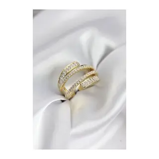 Sarmal Zirkon Baget Taşlı Gold Renk Kadın Yüzük