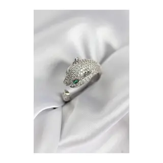 Jaguar Model Gümüş Renk Zirkon Taşlı Kadın Yüzük