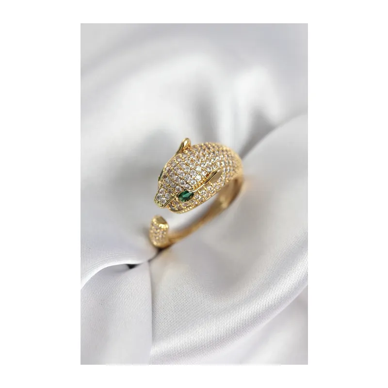 Jaguar Model Gold Renk Zirkon Taşlı Kadın Yüzük