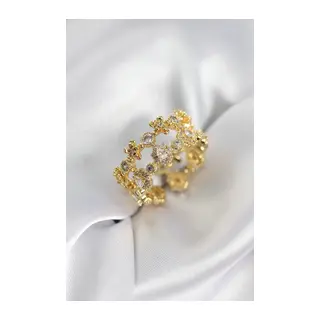 Zirkon Taşlı 2'li Model Gold Renk Kadın Yüzük