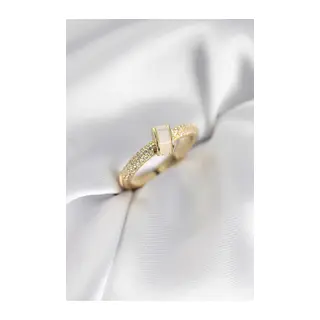 Zirkon Taşlı Sedefli Gold Renk Kadın Yüzük