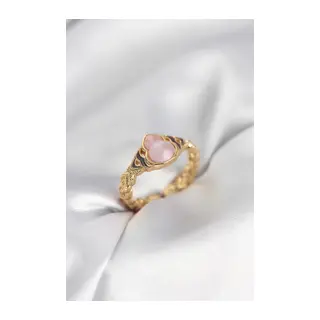 Gold Renk Pembe Damla Model Kadın Yüzük